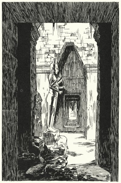 アンコール・ヴァート、側口の巨大なヴィシュヌ（エングレーヴィング 作： Pierre Jeannerat de Beerski