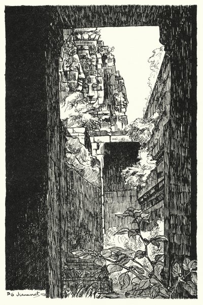 バイヨンでは、落ちた屋根の間からチラッと見える(エングレービング) 作： Pierre Jeannerat de Beerski