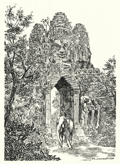 アンコール・トムの北門（彫刻作品 作： Pierre Jeannerat de Beerski