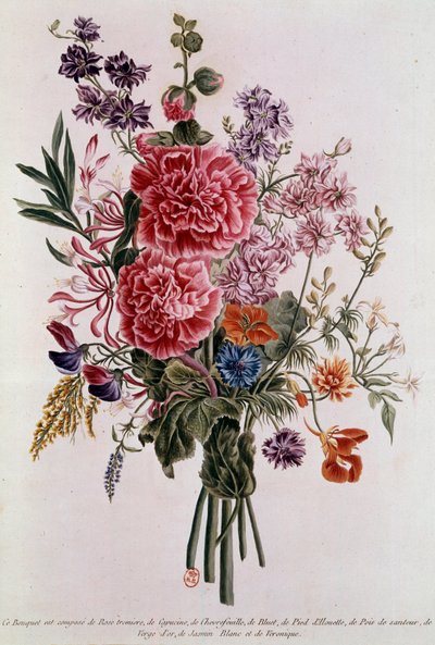 薔薇の花束 リトグラフ ピエール・ジョセフ・ブチョス（1731-1807） 18世紀 パリ B.N. 作： Pierre Joseph Buchoz