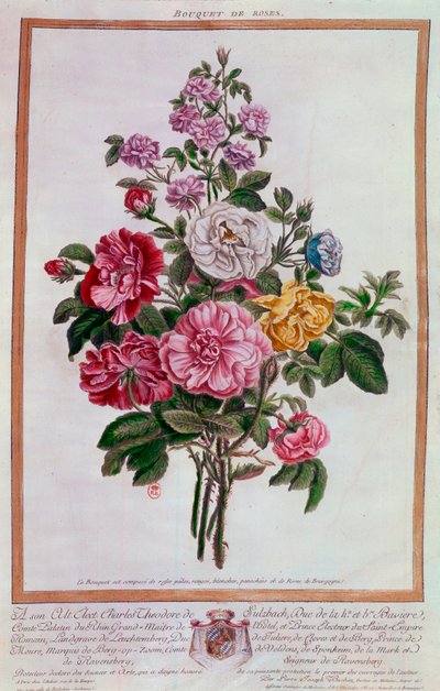 薔薇の花束 リトグラフ ピエール・ジョセフ・ブショ（1731-1807） 18世紀 パリ B.N. 作： Pierre Joseph Buchoz