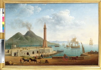 ナポリの港からのベスビオの眺め、1791年（121416のペア） 作： Pierre Joseph Petit