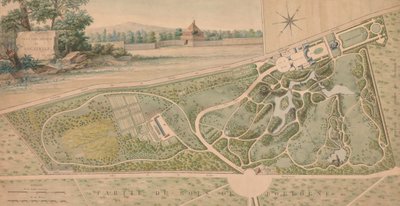 バガテル城の庭園の計画、1817 年。 作： Pierre Lapie