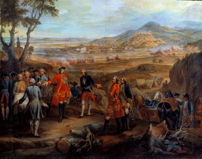 フランドル地方のキャンペーン（1745年〜1747年）。「1744年10月11日のフリブール・イン・ブリスガウの包囲」ルイ15世が軍事作戦を指揮する。ピエール・ニコラ・レンファン（1704-1787）による絵画 18世紀 日2,75x2,5 m 作： Pierre Lenfant