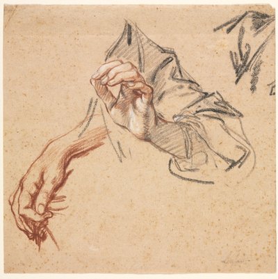 Hands recto、Sketch of a Hand verso、1700年代の研究。 作： Pierre Lenfant