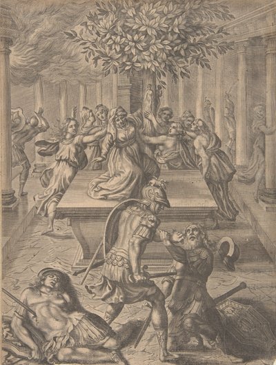 1654年以前のトロイ・ピュロス殺害プリアモスの袋。 作： Pierre Lombart