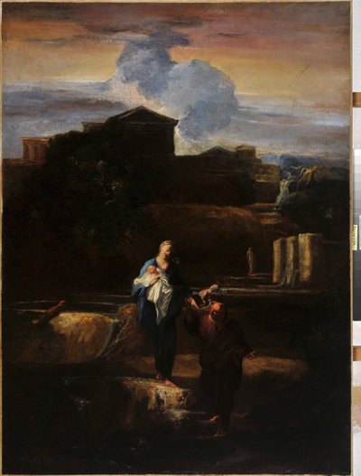 エジプトへのフライト。 ピエール ルイ クレテイ (Pierre-Louis Cretey) の絵画 作： Pierre Louis Cretey or Cretet
