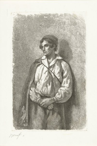 帽子とマントを持つ見知らぬ若者の肖像 作： Pierre Louis Dubourcq