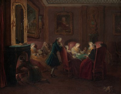応接室でのカード プレーヤー。 作： Pierre Louis Dumesnil