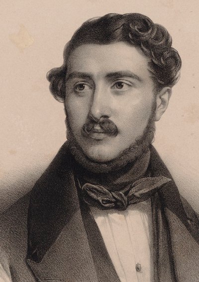 作曲家テオドール・ラバレの肖像1805-1870。 作： Pierre Louis Henri Grevedon