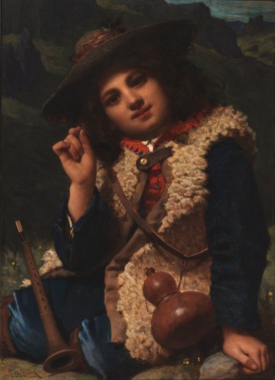 シープスキンのジャケットを着たイタリアの少年 作： Pierre Louis Joseph de Coninck
