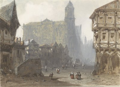 ルーアンの旧市場広場 作： Pierre Luc Charles Ciceri