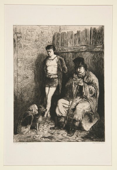 2 人の男性と 2 匹の犬 ( 作： Pierre Marie Beyle