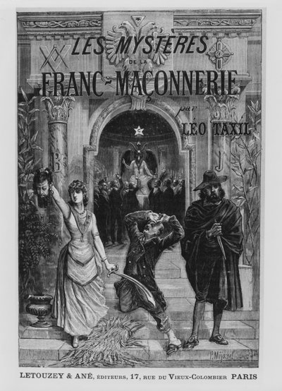 Leo Taxilによる「Les Mysteres de la Franc-Maconnerie」の表紙イラスト 作： Pierre Mejanel