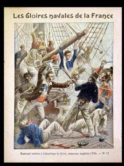 ロバートサークフ（1736-1827）は、西インド会社に所属するボート「ケント」に乗船することに成功しました。練習帳のイラスト、19世紀後半 作： Pierre Mejanel