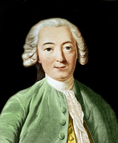 イギリスの哲学者Claude-Adrien Helvetius (1715-1771)の肖像画 - Pierre Michel Alixの後に作成されたエングレーヴィング 作： Pierre Michel Alix