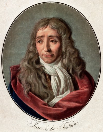 フランスの詩人ジャン・ド・ラ・フォンテーヌ（ラフォンテーヌ）（1621-1695）の肖像 Pierre Michel Alix（1762-1817）による彫刻 Ambroise Louis Garnerey（1783-1857）による彫刻 作： Pierre Michel Alix