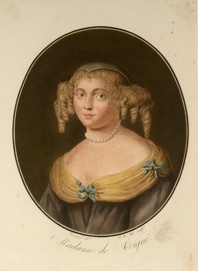 Marie de Rabutin-Chantal, Marquise de Sévigné 1626-1696, 1797年の肖像。 作： Pierre Michel Alix
