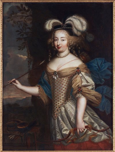 モンテスパン夫人 - モンテスパン侯爵夫人フランソワーズ・アテネ・ド・ロシュシュアール（1640-1707）のダイアナ姿、ミニャール、ピエール（1612-1695）作。油彩・キャンバス寸法：130x95,5cmプライベートコレクション 作： Pierre Mignard
