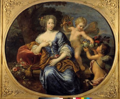 フランソワーズ・アテネ(Francoise-Athenais)の肖像 ロシュシュアルト・モルテマール(Rochechouart Mortemart) モンテスパン侯爵夫人(またはモンテスパン夫人)(1640-1707) ピエール・ミニャール(Pierre Mignard)(1612-1695)による絵画 17世紀。ブールジュベリー美術館 作： Pierre Mignard