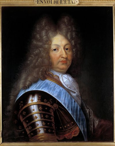 ルイ14世の息子、グレート・ドルフィン（1661-1711）の肖像 ピエール・ミニャール（1612-1695）の絵画 17世紀の太陽。0,60 X 0,73 m トロワ。美術博物館 作： Pierre Mignard