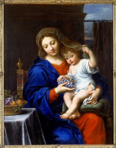 聖母は群像を持つ ピエール・ミニャール（1612-1695）作 1640年 日1,21x0,94 m 作： Pierre Mignard