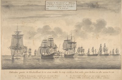 1778年8月、ロードアイランド沖のデスタン艦隊 作： Pierre Ozanne