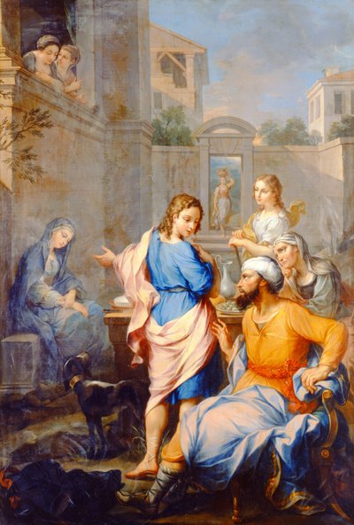 トビアス、ラゲルに娘のサラの結婚を求める、1733年 作： Pierre Parrocel