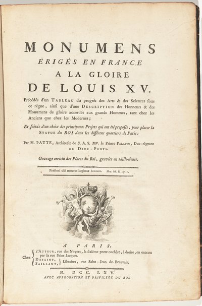 ルイ15世の栄光のためにフランスに建てられたモニュメント、その前にこの治世下での芸術と科学の進歩の表、... 作： Pierre Patte