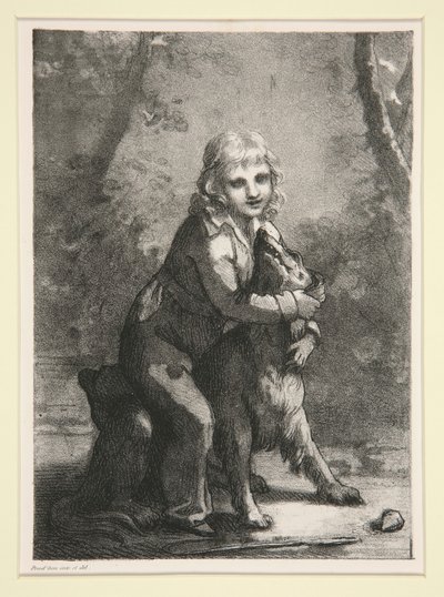 無題（犬を連れた少年） 作： Pierre Paul Prud