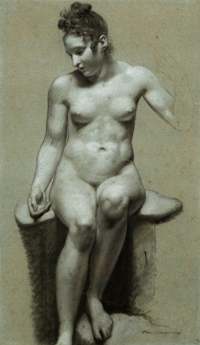 着席女性ヌード、 作： Pierre Paul Prudhon