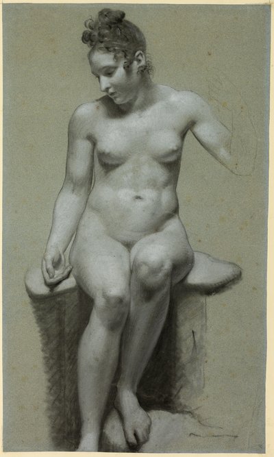 座った女性のヌード 作： Pierre Paul Prud