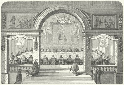 ルーヴル美術館におけるフランス科学アカデミーの会合 作： Pierre Paul Sevin