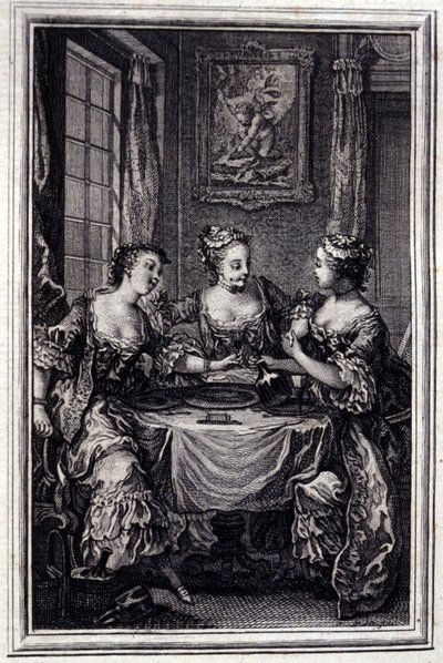 La Gageure des trois commeres - Jean La Fontaineの「Tales et nouvelles en vers」の中で。1776.イラスト：P.P.Choffard 作： Pierre Philippe Choffard