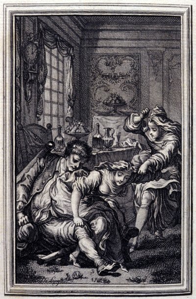 Le bat - Jean La Fontaineの「詩による物語と短篇集」に登場する。1776.イラスト：P.P.Choffard 作： Pierre Philippe Choffard