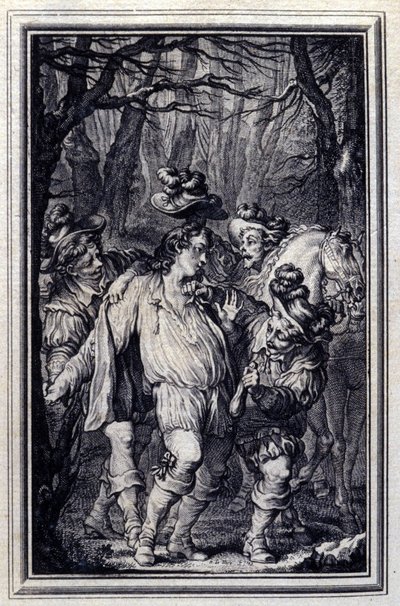 聖ユリアンの祈り。ジャン・ド・ラ・フォンテーヌの「Tales et nouvelles en vers」（アムステルダム、1776年）の中で、P.P.Choffardが描いている。 作： Pierre Philippe Choffard