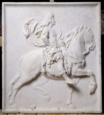 馬に乗ったルイ14世（1638-1715）を表す低浮彫り（彫刻 作： Pierre Puget