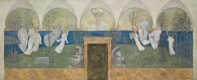天才のための感動的なミューズ応援のための準備絵画、光の使者、1895 作： Pierre Puvis de Chavannes