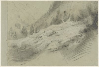 アルプスの雪崩 1870年頃 （白黒チョーク画） 作： ピエール・ピュビス・ド・シャヴァンヌ