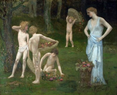 Enfants dans un verger - Puvis de Chavannes, Pierre Cecil (1824-1898) Children in an Orchard - Oil on canvas c. 1886-1888 The City College of New York 作： Pierre Puvis de Chavannes
