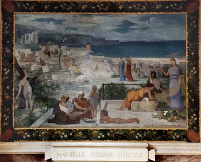 マルセイユ-ギリシャのコロニー（キャンバスに油彩、壁にマルーフレー 作： Pierre Puvis de Chavannes