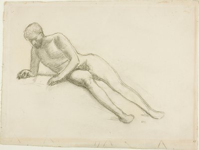 横たわる男性ヌード 作： Pierre Puvis de Chavannes