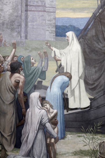 包囲戦後、パリ市に物資を運ぶ聖ジュヌヴィエーヴ 作： Pierre Puvis de Chavannes