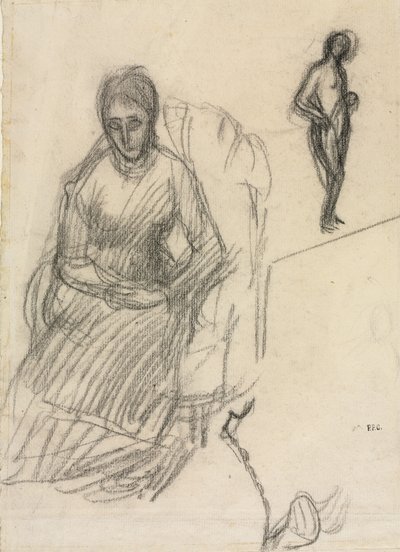 マリー・カンタクゼーヌ夫人の習作。 立っている女性のヌードの研究 作： Pierre Puvis de Chavannes