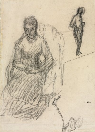 マダムマリーカンタクセーヌの研究、立っている女性のヌードの研究、c。 1883年。 作： Pierre Puvis de Chavannes