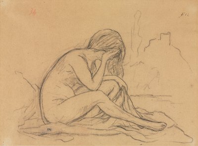 女性のヌードの習作（おそらく未実現の寓意画のため）（直訳） 作： Pierre Puvis de Chavannes