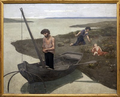 ピエール・ピュヴィス・ド・シャバンヌ（1824-1898）の絵画、貧しい漁師。 写真、KIM Youngtae、パリ、オルセー美術館。 作： Pierre Puvis de Chavannes