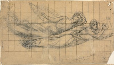 竪琴を持つ2つの飛行図 作： Pierre Puvis de Chavannes