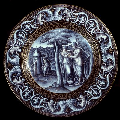 ヴィーナスとプシュケ エナメル彩皿 ピエール・レイモン（1513-1584）作 16世紀 作： Pierre Reymond