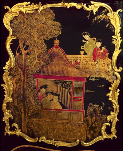 Louis XV便器のサイドパネル、c.1745（木材にラッカーとゴールド）（re 222380） 作： Pierre Roussel